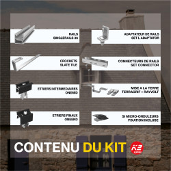 Fixations toiture ardoises - K2 Systems - Kit pour 4 panneaux