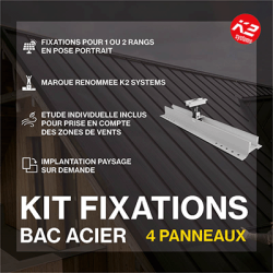 Fixations toitures bac acier - K2 Systems - Kit pour 4 panneaux