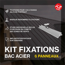 Fixations toitures bac acier - K2 Systems - Kit pour 6 panneaux
