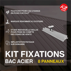 Fixations toitures bac acier - K2 Systems - Kit pour 8 panneaux