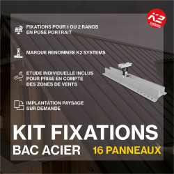 Fixations toitures bac acier - K2 Systems - Kit pour 16 panneaux