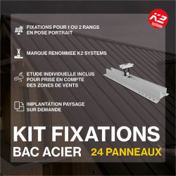 Fixations toitures bac acier - K2 Systems - Kit pour 24 panneaux