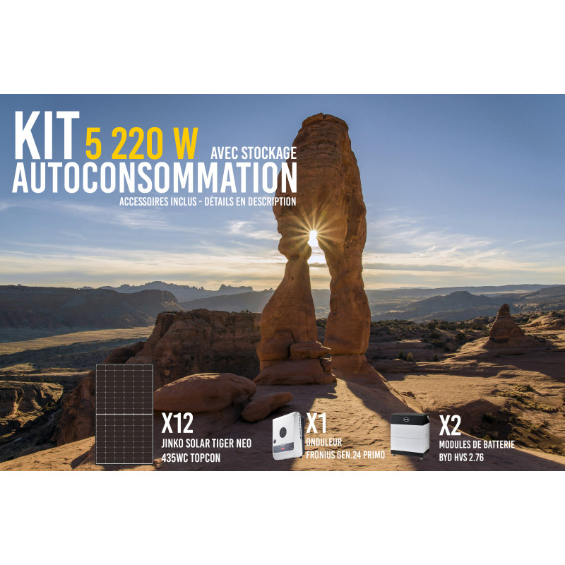 Kit solaire autoconsommation Hybride 5.2 avec batteries - 5220Wc - 5.1kWh