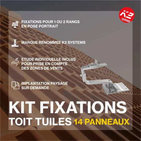 Fixations toiture tuiles - K2 Systems - Kit pour 14 panneaux