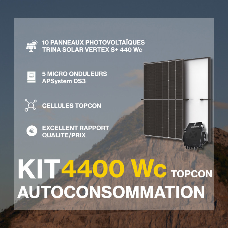 Kit solaire autoconsommation TOPCon 4400Wc - TRINA Vextex S+ - passerelle incluse