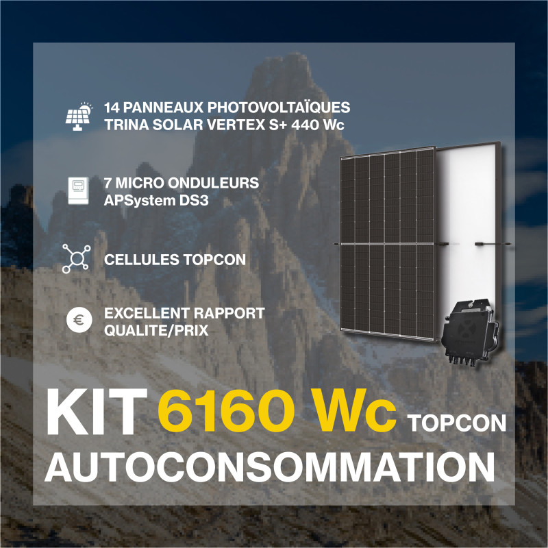 Kit solaire autoconsommation TOPCon 6160Wc - TRINA Vertex S+ - passerelle incluse