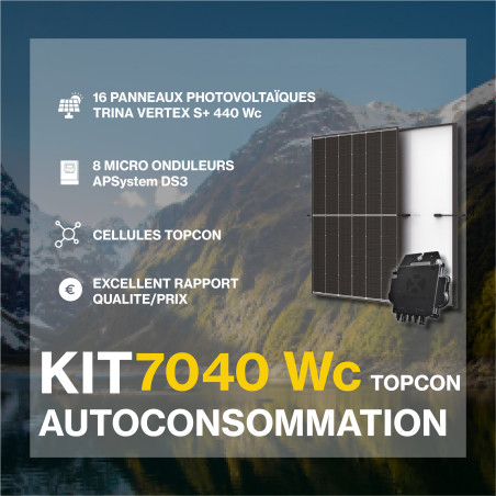 Kit solaire autoconsommation TOPCon 7040Wc - TRINA Vertex S+ - passerelle incluse