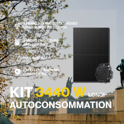 Kit solaire autoconsommation Full Black - 3440 Wc - Back-Contact Longi Solar - passerelle incluse