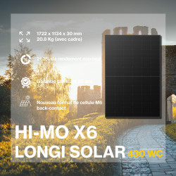 Kit solaire autoconsommation Full Black - 2580 Wc - Back-contact Longi Solar - passerelle incluse