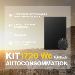 Kit solaire autoconsommation Full Black - 1720 Wc - Back-contact Longi Solar