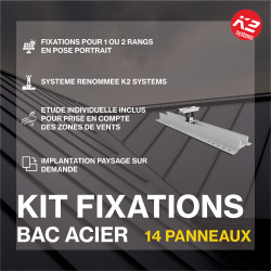 Fixations toitures bac acier - K2 Systems - Kit pour 14 panneaux