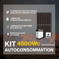 Kit solaire autoconsommation Hybride 4.0 avec batteries - 4500Wc - 5.1kWh