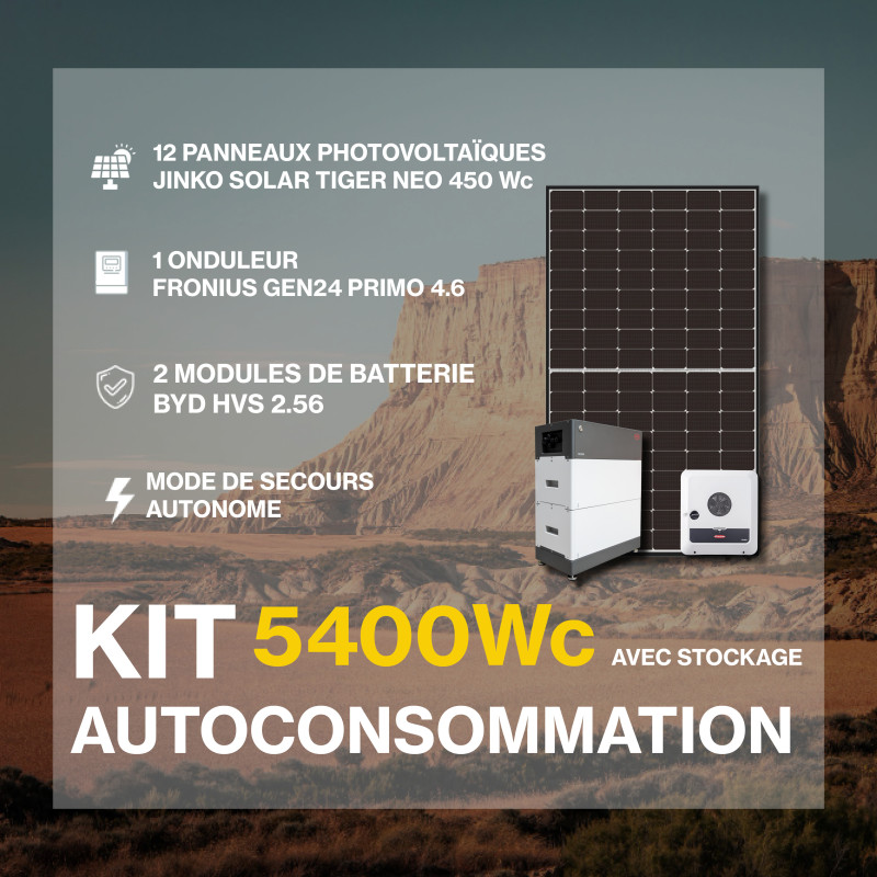 Kit solaire autoconsommation Hybride 4.6 avec batteries - 5400Wc - 5.1kWh