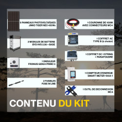 Kit solaire autoconsommation Hybride 3.0 avec batteries - 3600Wc - 5.1kWh