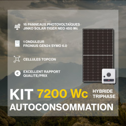 Kit solaire autoconsommation Triphasé Hybride 6.0 - 7200Wc Premium