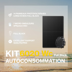 Kit solaire autoconsommation Full Black - 6020Wc - Back-contact Longi Solar - passerelle incluse