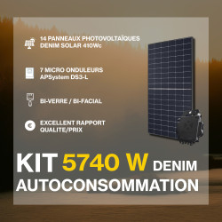 Kit solaire autoconsommation bi-verre bi-facial DENIM 5740 Wc - passerelle incluse