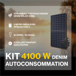 Kit solaire autoconsommation bi-verre bi-facial DENIM 4100 Wc - passerelle incluse