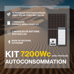 Kit solaire autoconsommation Hybride 6.0 avec batteries - 7200Wc - 7.7kWh