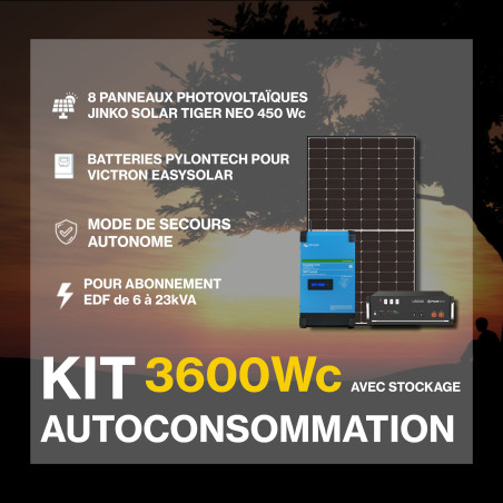 Kit solaire 3.6kWc avec batteries  - Victron Easy Solar - Pylontech