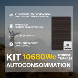 Kit solaire autoconsommation Triphasé Hybride 10.0 - 10680Wc -Premium