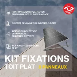 Fixations toiture plate - K2 SYSTEMS - Kit pour 8 panneaux