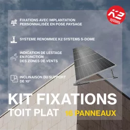 Fixations toiture plate - K2 SYSTEMS - Kit pour 16 panneaux