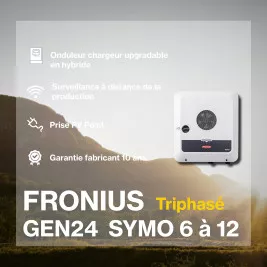Kit solaire autoconsommation HYBRIDE TRIPHASE XL 6 à 12kWc - Onduleur FRONIUS et panneaux Biverre Biface