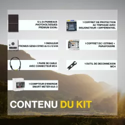 Kit solaire autoconsommation HYBRIDE TRIPHASE XL 6 à 12kWc - Onduleur FRONIUS et panneaux Biverre Biface