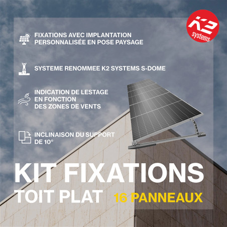Fixations toiture plate - K2 SYSTEMS - Kit pour 16 panneaux