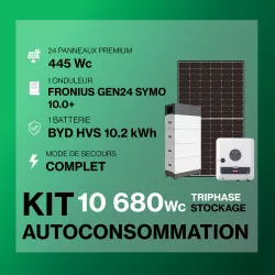Kit autoconsommation hybride triphasé 10.0 avec batterie 10.2kWh