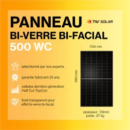 Kit solaire autoconsommation Bi-verre Bi-facial 5000Wc - passerelle incluse
