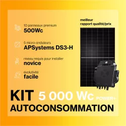 Kit solaire autoconsommation Bi-verre Bi-facial 5000Wc - passerelle incluse