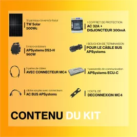 Kit solaire autoconsommation Bi-verre Bi-facial 5000Wc - passerelle incluse