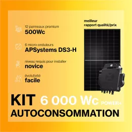 Kit solaire autoconsommation Bi-verre Bi-facial 6000Wc - passerelle incluse