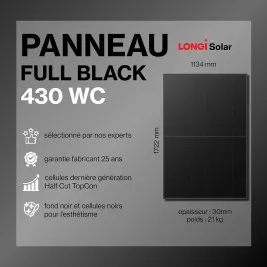 Kit solaire autoconsommation Full Black - 1720 Wc - passerelle incluse