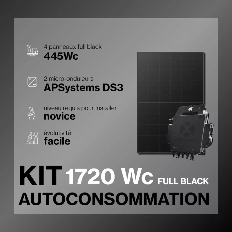 Kit solaire autoconsommation Full Black - 1720 Wc - passerelle incluse