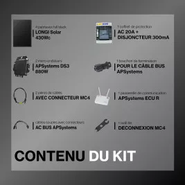 Kit solaire autoconsommation Full Black - 1720 Wc - passerelle incluse