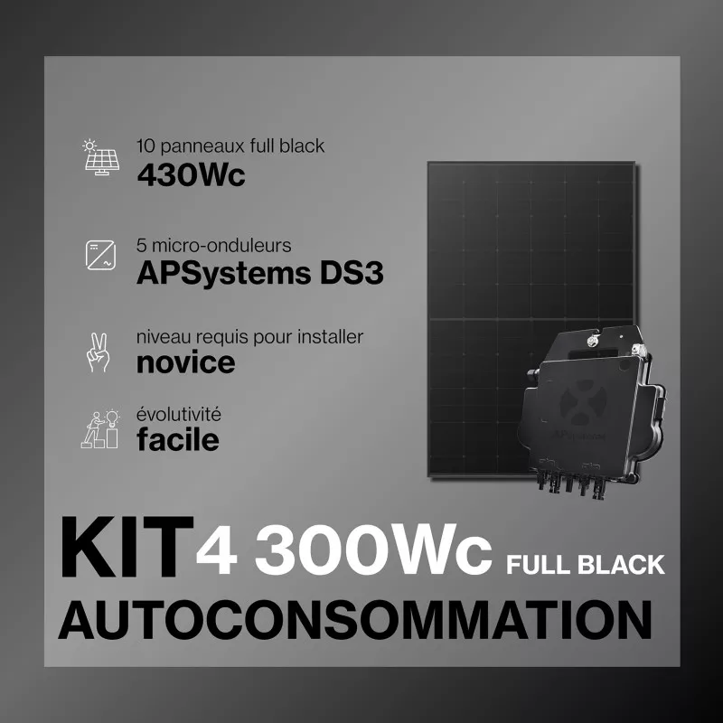 Kit solaire autoconsommation Full Black - 4300Wc - passerelle incluse