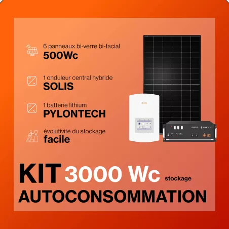 Kit solaire avec batteries 3kWc Pylontech Solis Hybride