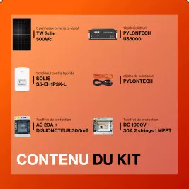 Kit solaire avec batteries 3kWc Pylontech Solis Hybride
