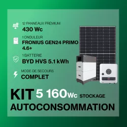 Kit solaire autoconsommation Hybride 4.6 avec batteries - 5160Wc - 5.1kWh