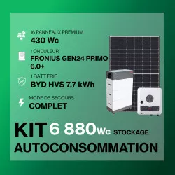 Kit solaire autoconsommation Hybride 6.0 avec batteries - 6880Wc - 7.7kWh