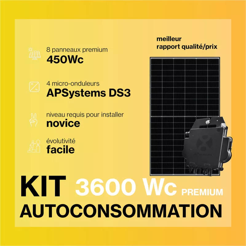 Kit solaire autoconsommation PREMIUM 3600Wc - passerelle incluse