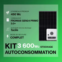 Kit solaire autoconsommation Hybride 3.0 - 3600Wc Premium
