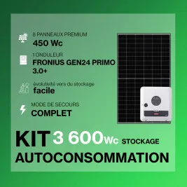 Kit solaire autoconsommation Hybride 3.0 - 3600Wc Premium