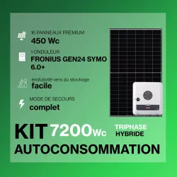 Kit solaire autoconsommation Triphasé Hybride 6.0 - 7200Wc Premium