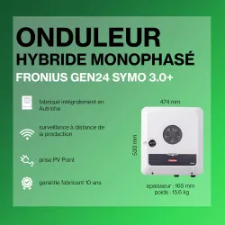 Kit solaire autoconsommation Triphasé Hybride 3.0 - 3600Wc Premium