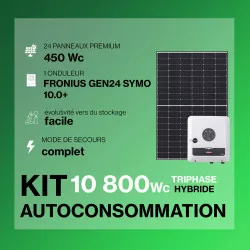 Kit solaire autoconsommation Triphasé Hybride 10.0 - 10800Wc -Premium