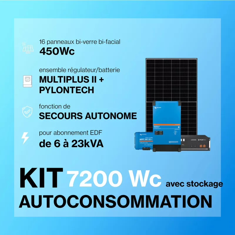 Kit solaire avec batteries 7.2kWc  - Pylontech Victron Multiplus